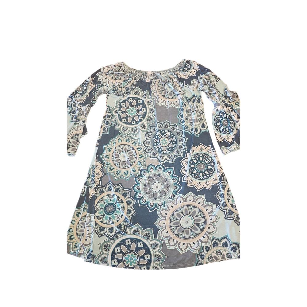 Ladies Blue‎ and teal paisley patterned JJ boutique Boho style size large dress